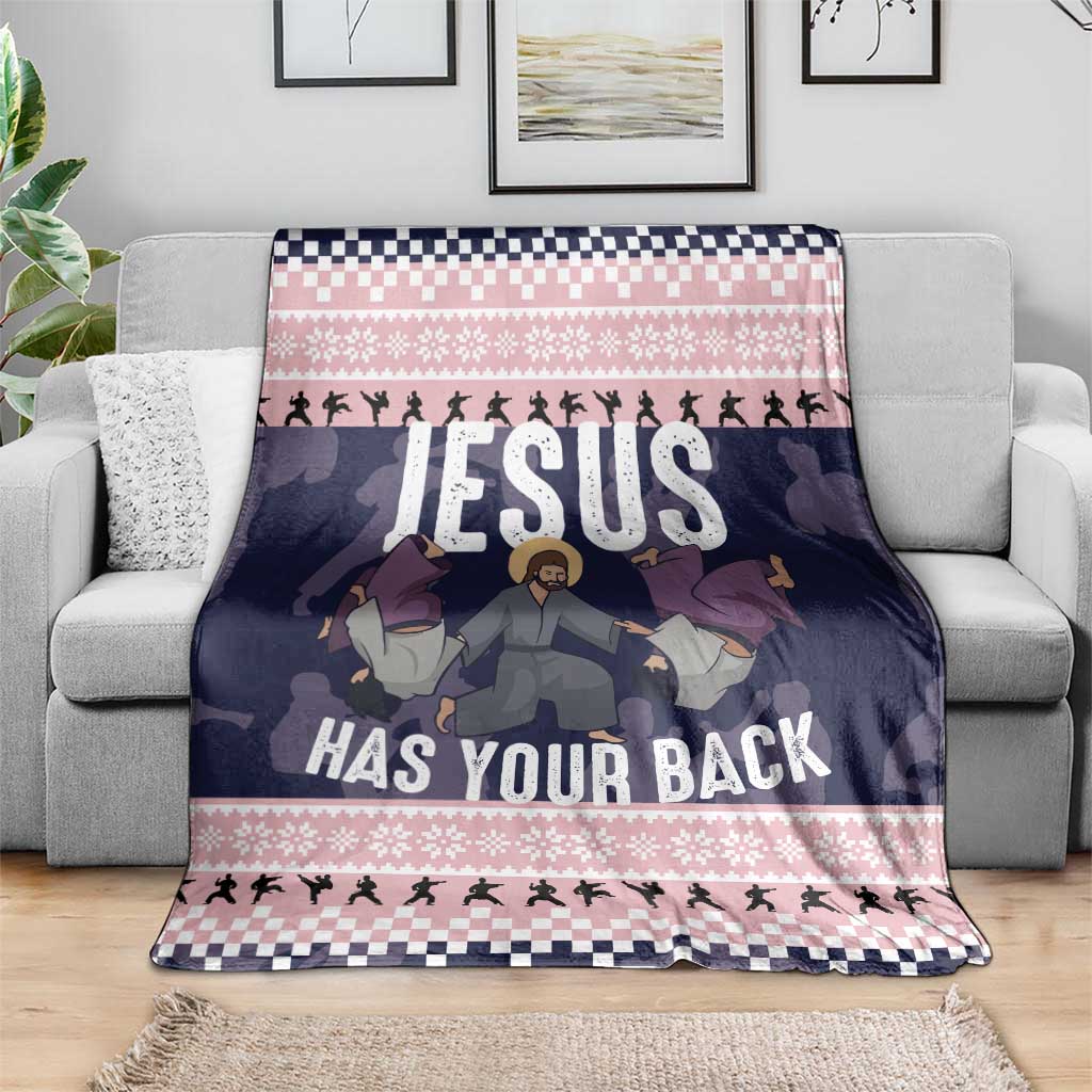 Jesus Has Your Back Jiu Jitsu Christmas Blanket Funny Xmas Holiday Patterns - Wonder Print Shop