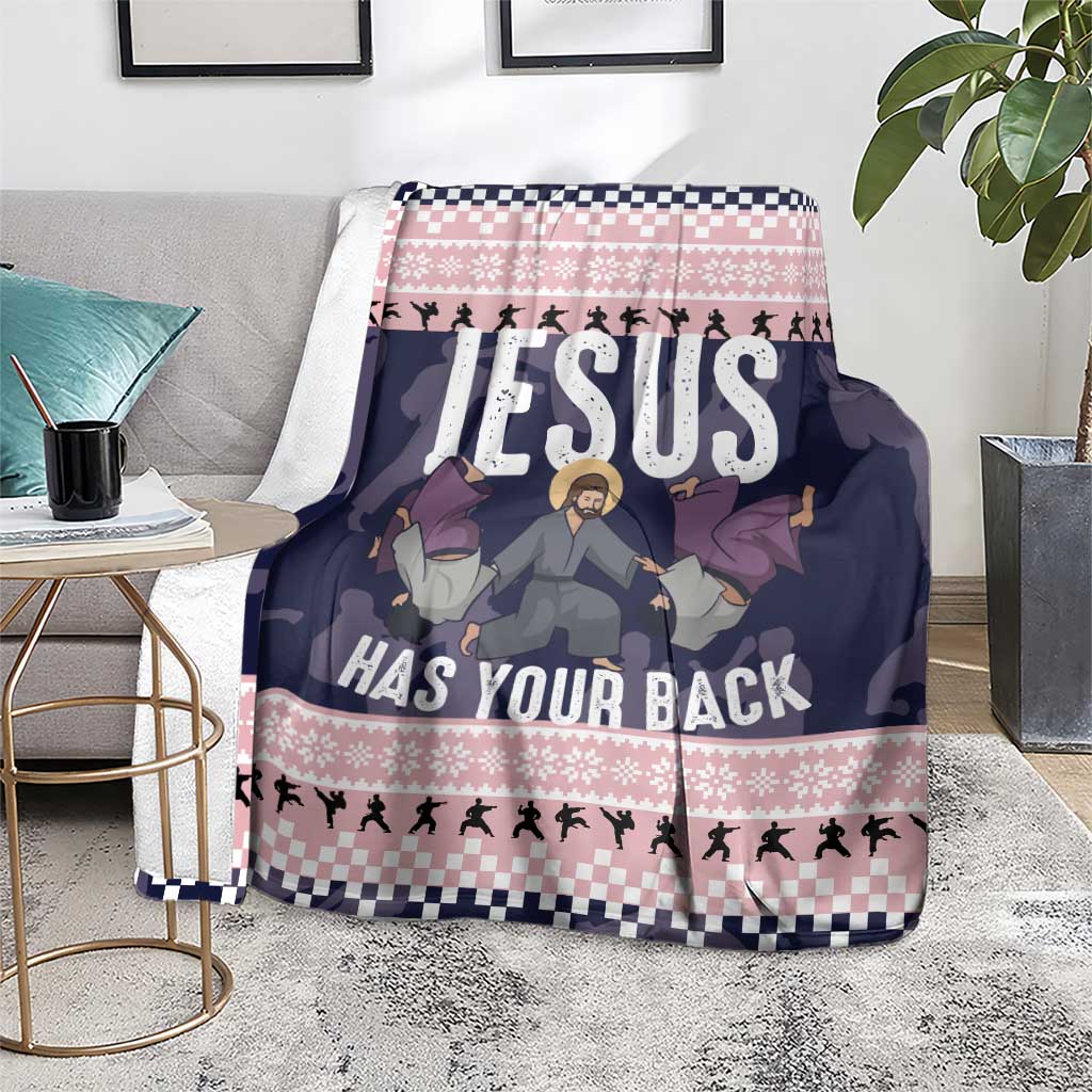 Jesus Has Your Back Jiu Jitsu Christmas Blanket Funny Xmas Holiday Patterns - Wonder Print Shop