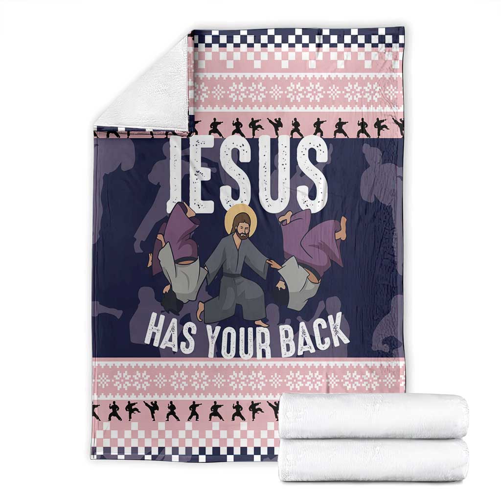 Jesus Has Your Back Jiu Jitsu Christmas Blanket Funny Xmas Holiday Patterns - Wonder Print Shop