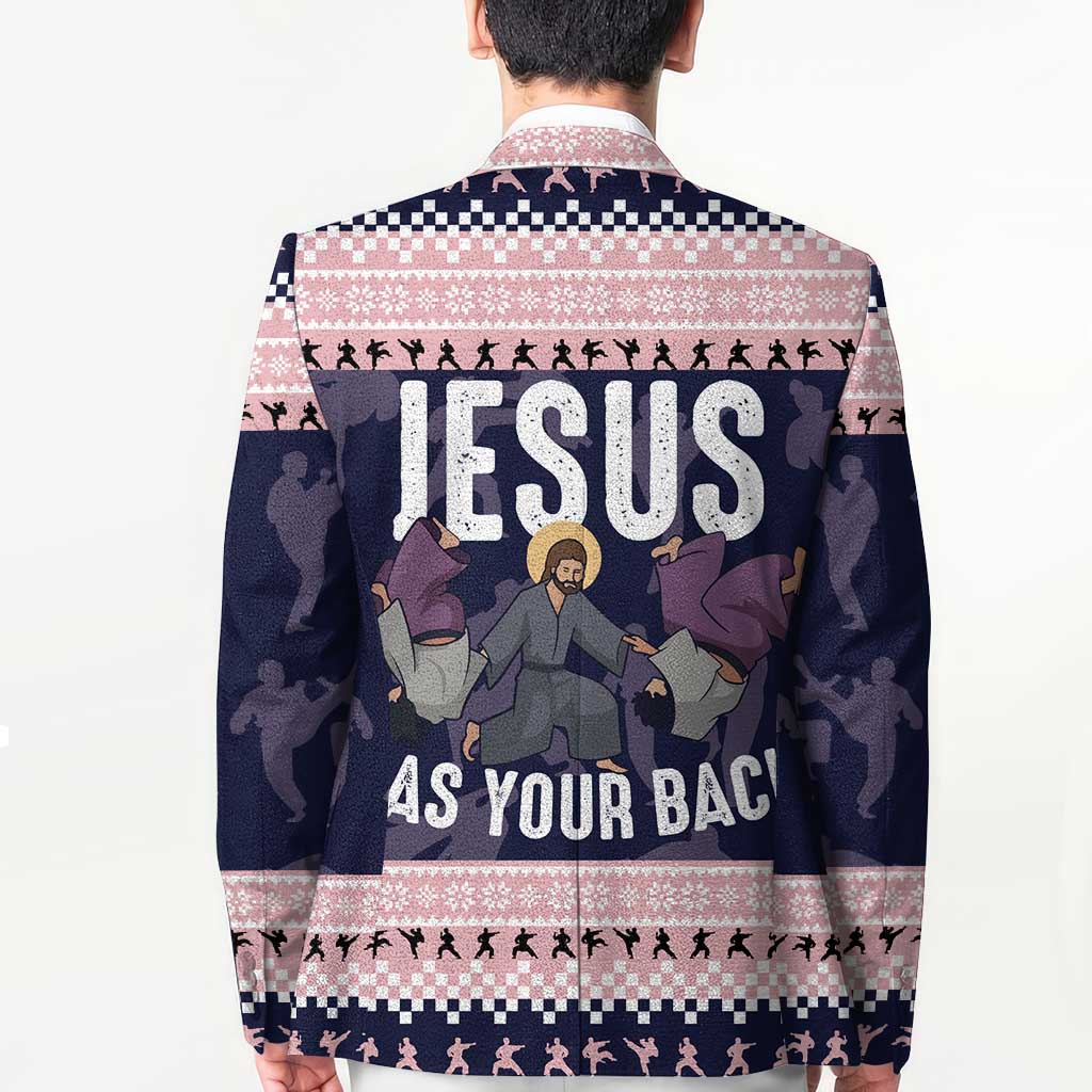 Jesus Has Your Back Jiu Jitsu Christmas Blazer Funny Xmas Holiday Patterns - Wonder Print Shop