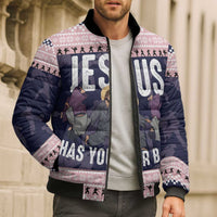 Jesus Has Your Back Jiu Jitsu Christmas Bomber Puffer Jacket Funny Xmas Holiday Patterns - Wonder Print Shop