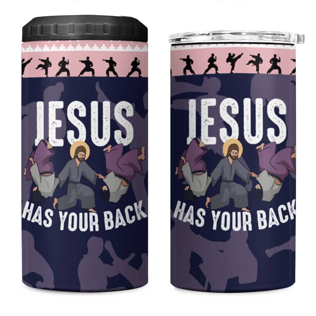 Jesus Has Your Back Jiu Jitsu Christmas 4 in 1 Can Cooler Tumbler Funny Xmas Holiday Patterns - Wonder Print Shop