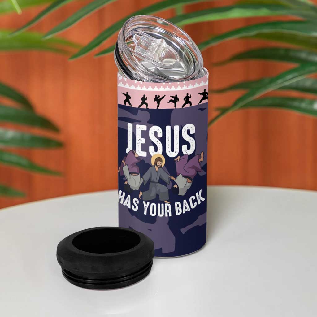 Jesus Has Your Back Jiu Jitsu Christmas 4 in 1 Can Cooler Tumbler Funny Xmas Holiday Patterns - Wonder Print Shop