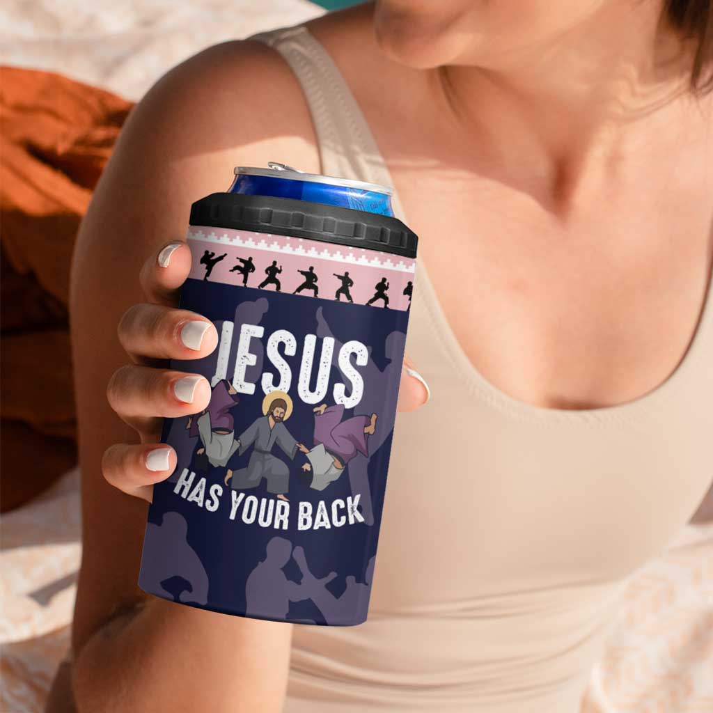 Jesus Has Your Back Jiu Jitsu Christmas 4 in 1 Can Cooler Tumbler Funny Xmas Holiday Patterns - Wonder Print Shop