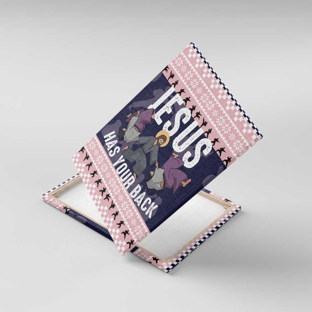 Jesus Has Your Back Jiu Jitsu Christmas Canvas Wall Art Funny Xmas Holiday Patterns - Wonder Print Shop