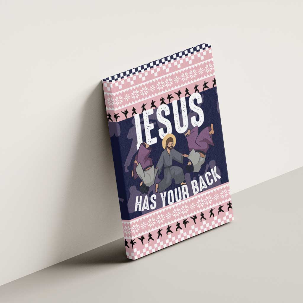 Jesus Has Your Back Jiu Jitsu Christmas Canvas Wall Art Funny Xmas Holiday Patterns - Wonder Print Shop