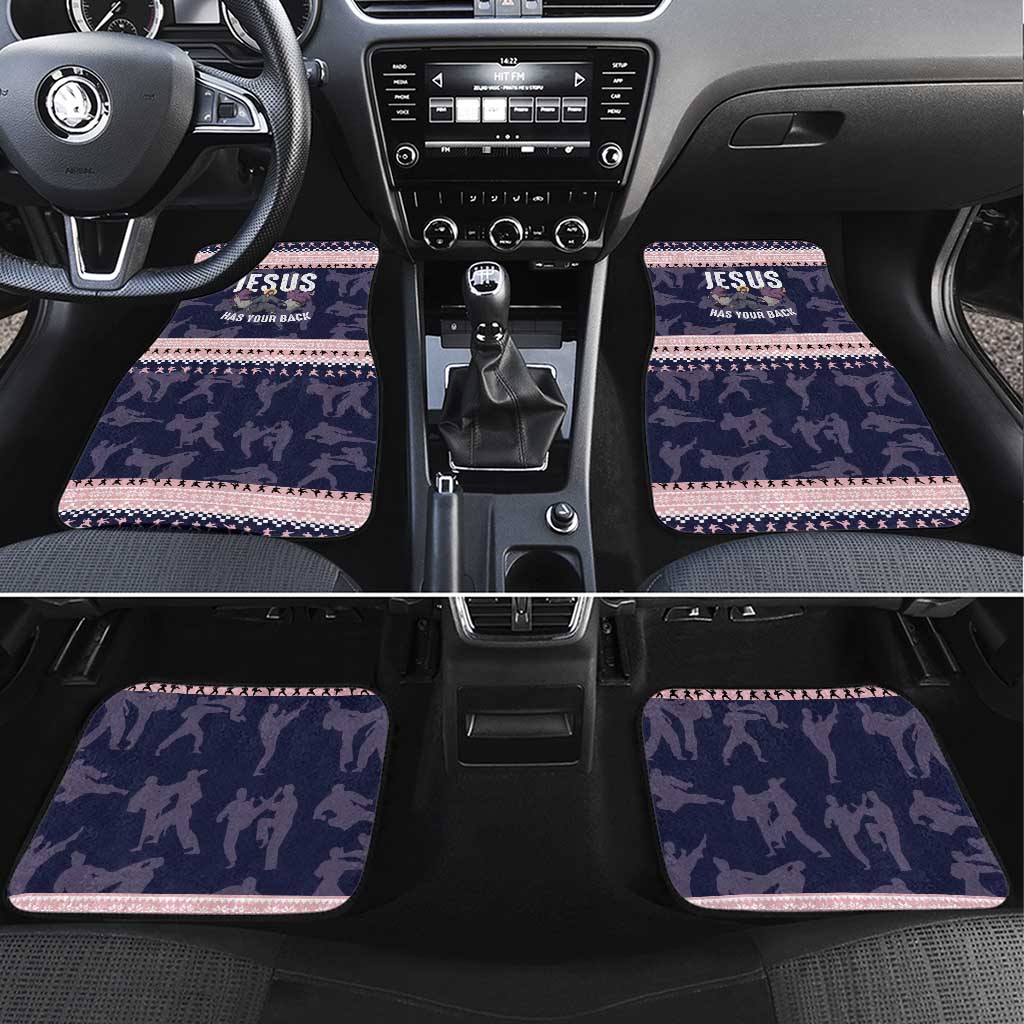 Jesus Has Your Back Jiu Jitsu Christmas Car Mats Funny Xmas Holiday Patterns - Wonder Print Shop