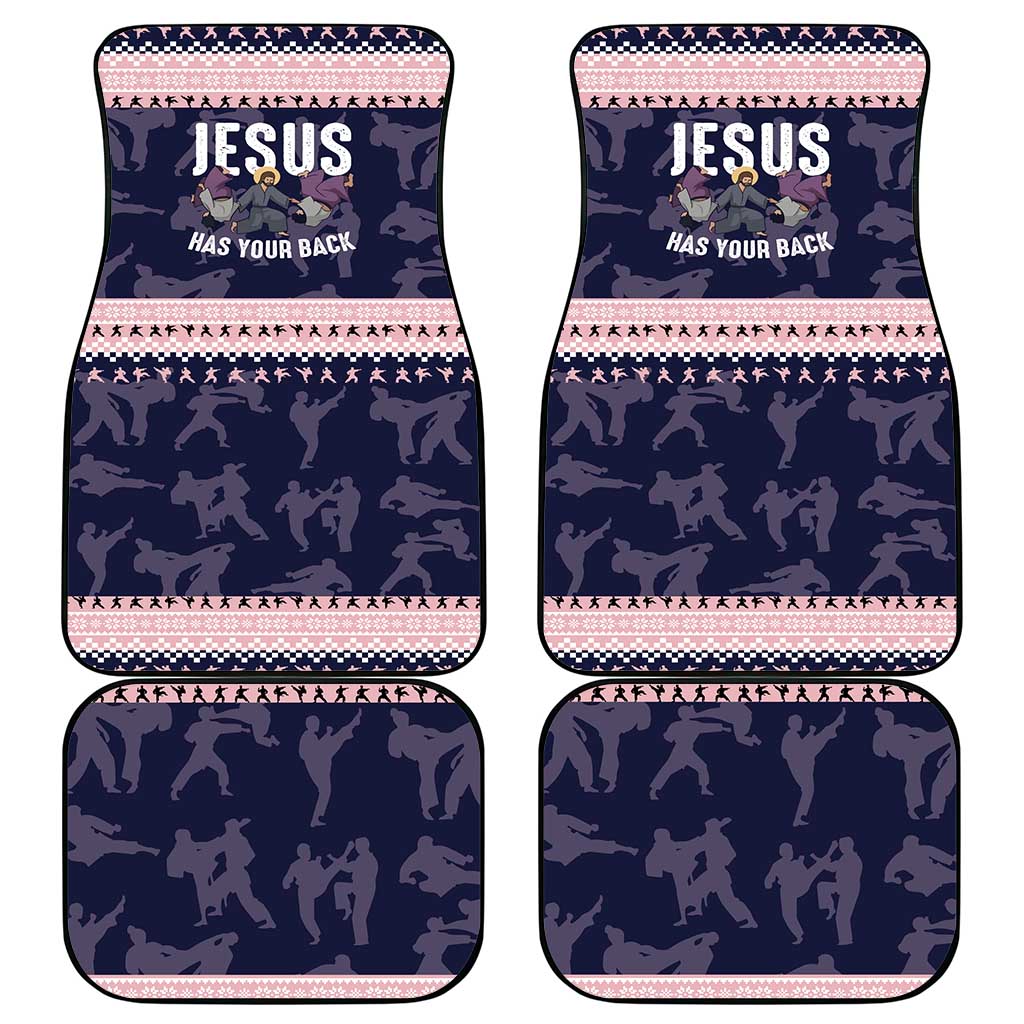 Jesus Has Your Back Jiu Jitsu Christmas Car Mats Funny Xmas Holiday Patterns - Wonder Print Shop
