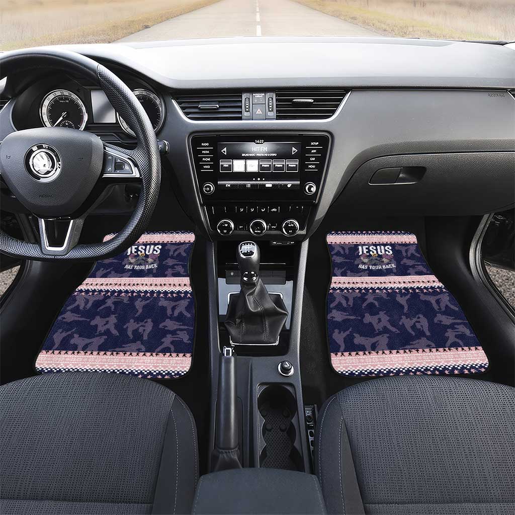 Jesus Has Your Back Jiu Jitsu Christmas Car Mats Funny Xmas Holiday Patterns - Wonder Print Shop