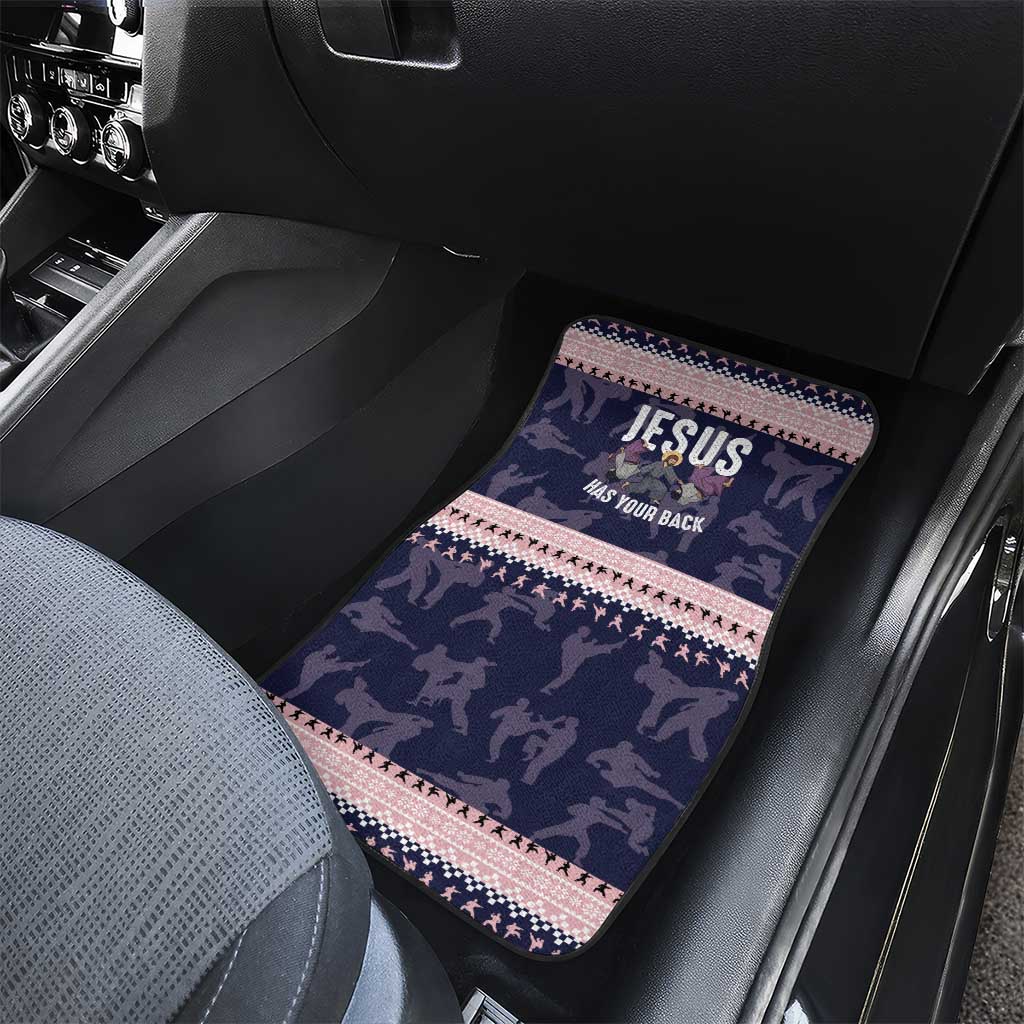 Jesus Has Your Back Jiu Jitsu Christmas Car Mats Funny Xmas Holiday Patterns - Wonder Print Shop