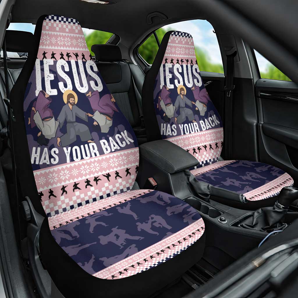 Jesus Has Your Back Jiu Jitsu Christmas Car Seat Cover Funny Xmas Holiday Patterns - Wonder Print Shop