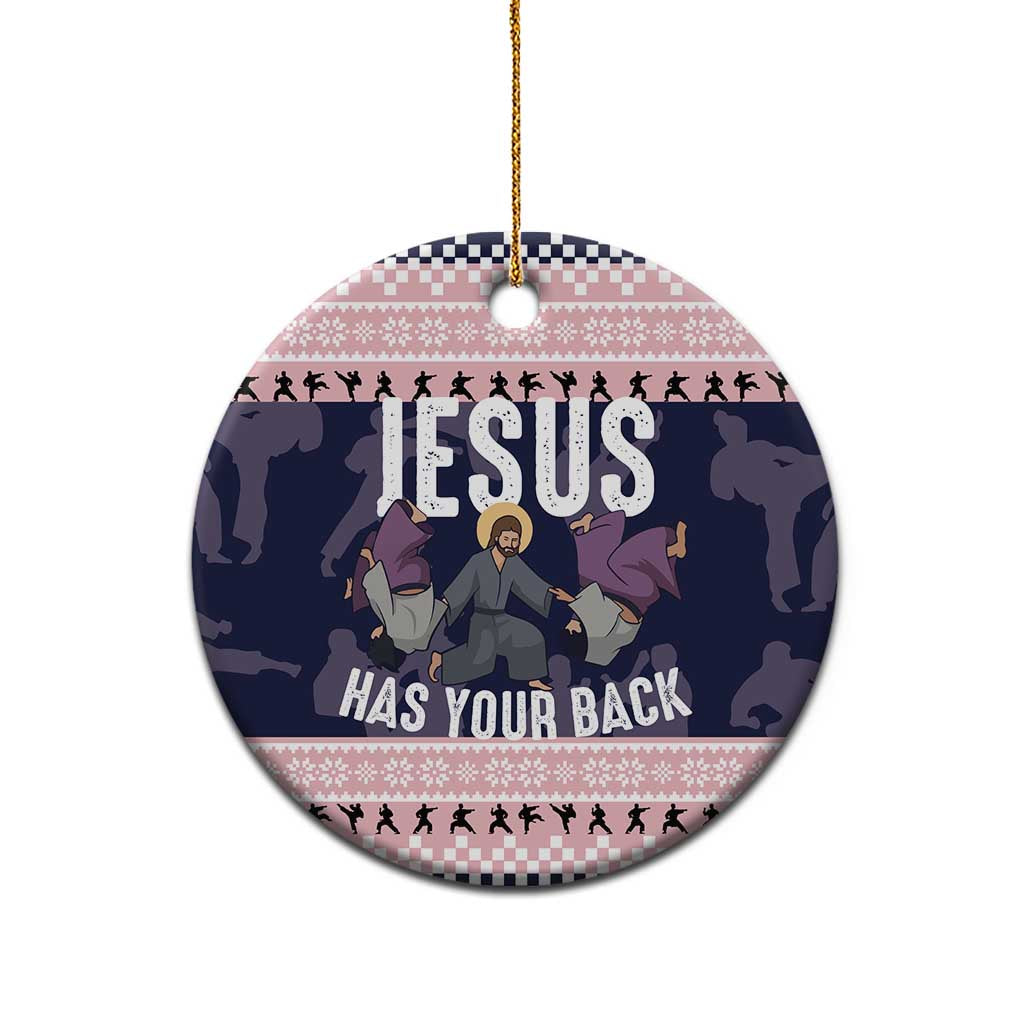 Jesus Has Your Back Jiu Jitsu Christmas Ceramic Ornament Funny Xmas Holiday Patterns - Wonder Print Shop