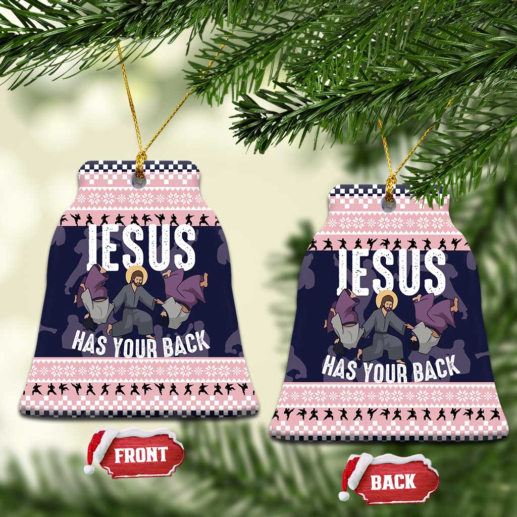 Jesus Has Your Back Jiu Jitsu Christmas Ceramic Ornament Funny Xmas Holiday Patterns - Wonder Print Shop