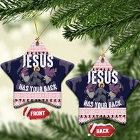 Jesus Has Your Back Jiu Jitsu Christmas Ceramic Ornament Funny Xmas Holiday Patterns - Wonder Print Shop