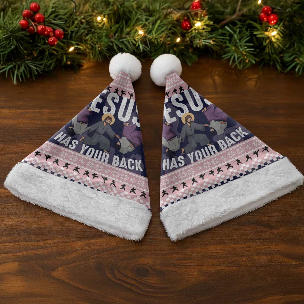 Jesus Has Your Back Jiu Jitsu Christmas Santa Hat Funny Xmas Holiday Patterns - Wonder Print Shop