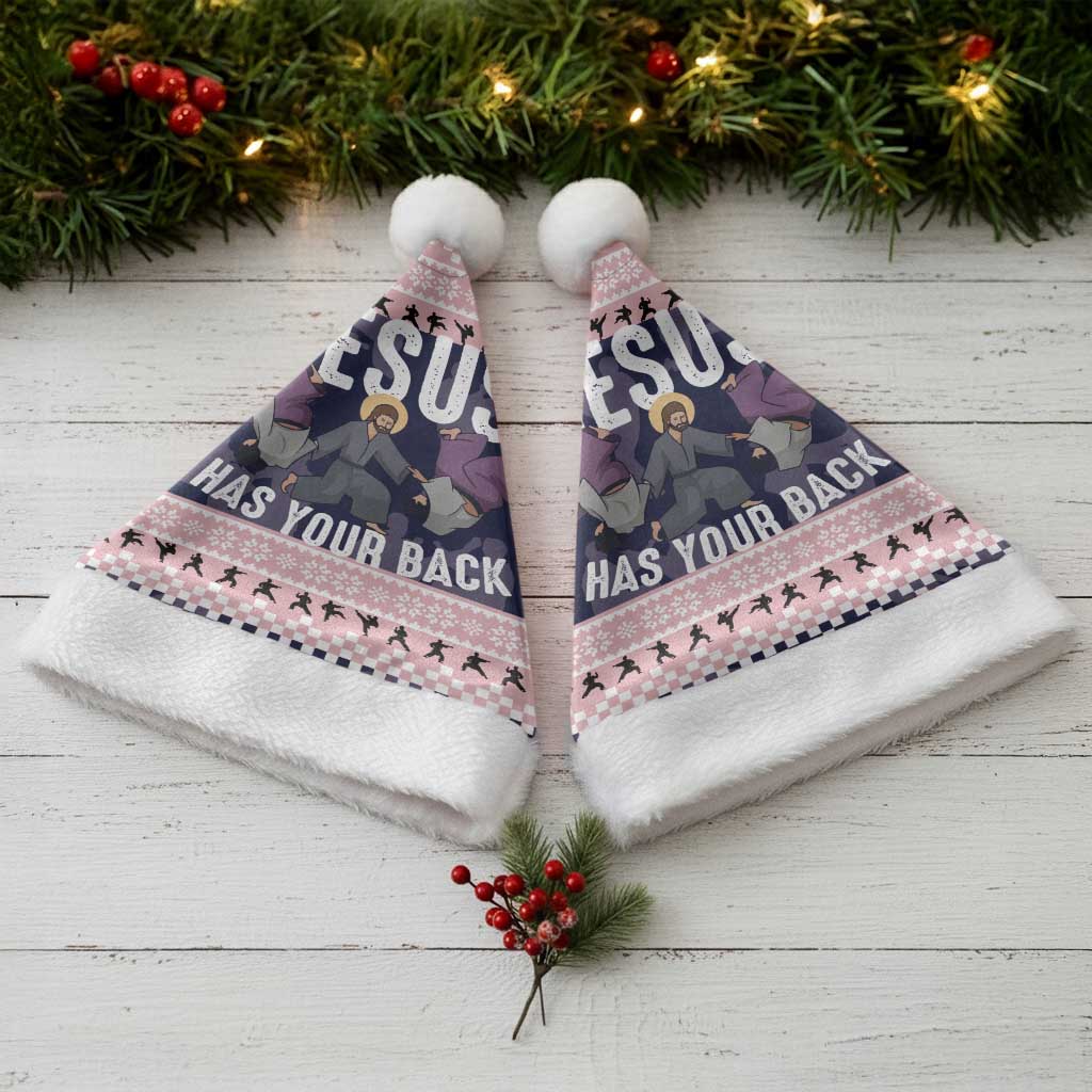 Jesus Has Your Back Jiu Jitsu Christmas Santa Hat Funny Xmas Holiday Patterns - Wonder Print Shop