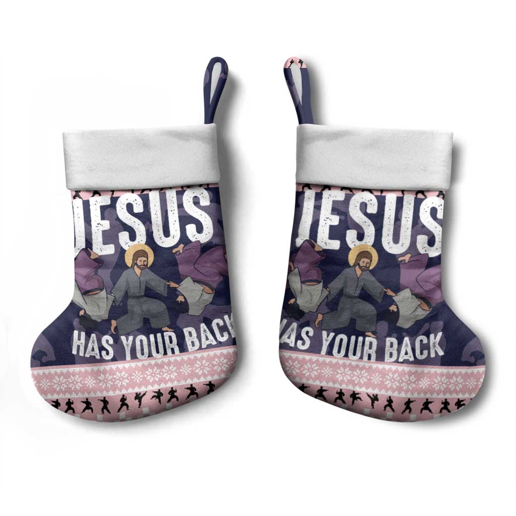Jesus Has Your Back Jiu Jitsu Christmas Stocking Funny Xmas Holiday Patterns - Wonder Print Shop