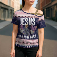 Jesus Has Your Back Jiu Jitsu Christmas Cross Shoulder Shirt Funny Xmas Holiday Patterns - Wonder Print Shop