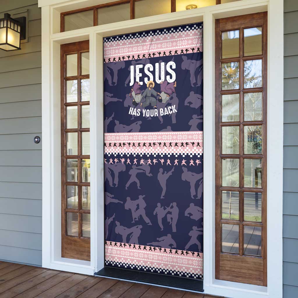 Jesus Has Your Back Jiu Jitsu Christmas Door Cover Funny Xmas Holiday Patterns - Wonder Print Shop
