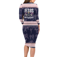 Jesus Has Your Back Jiu Jitsu Christmas Family Matching Long Sleeve Bodycon Dress and Hawaiian Shirt Funny Xmas Holiday Patterns - Wonder Print Shop