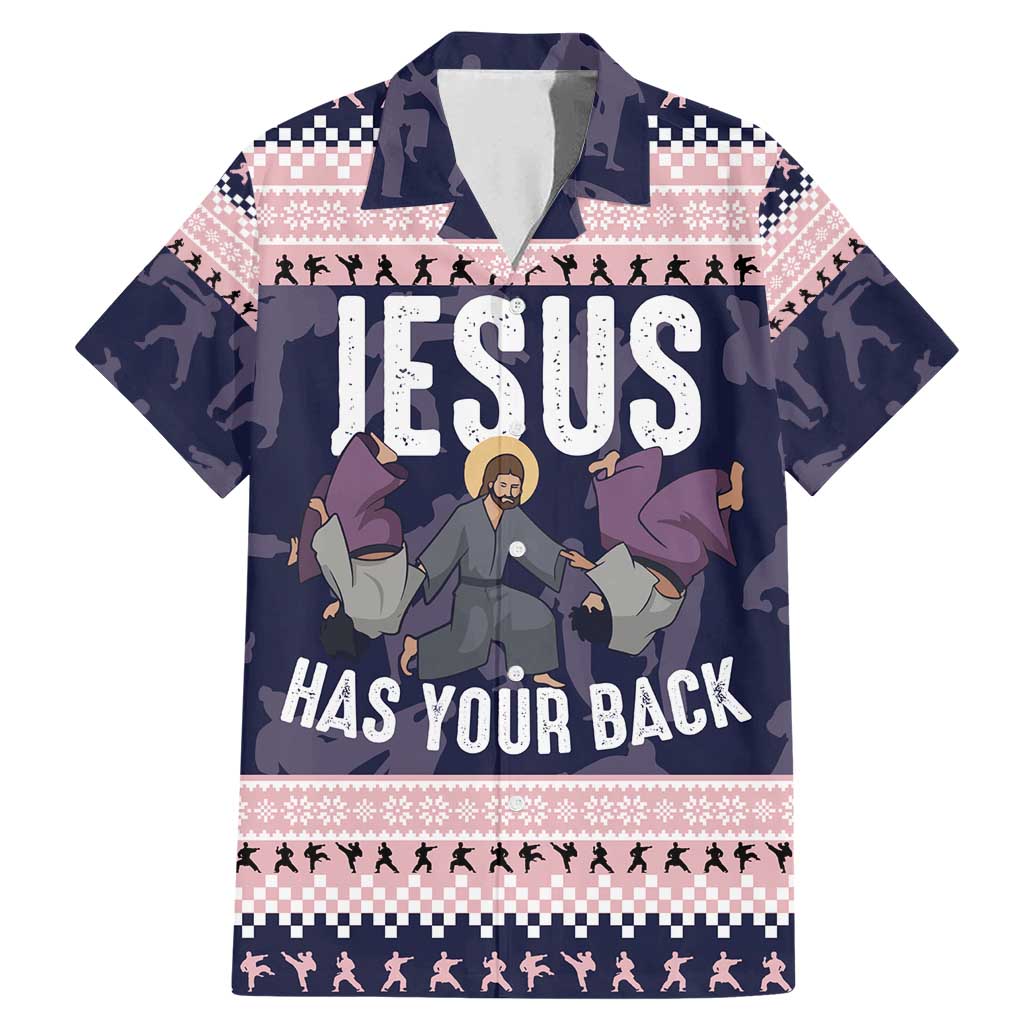 Jesus Has Your Back Jiu Jitsu Christmas Family Matching Mermaid Dress and Hawaiian Shirt Funny Xmas Holiday Patterns - Wonder Print Shop