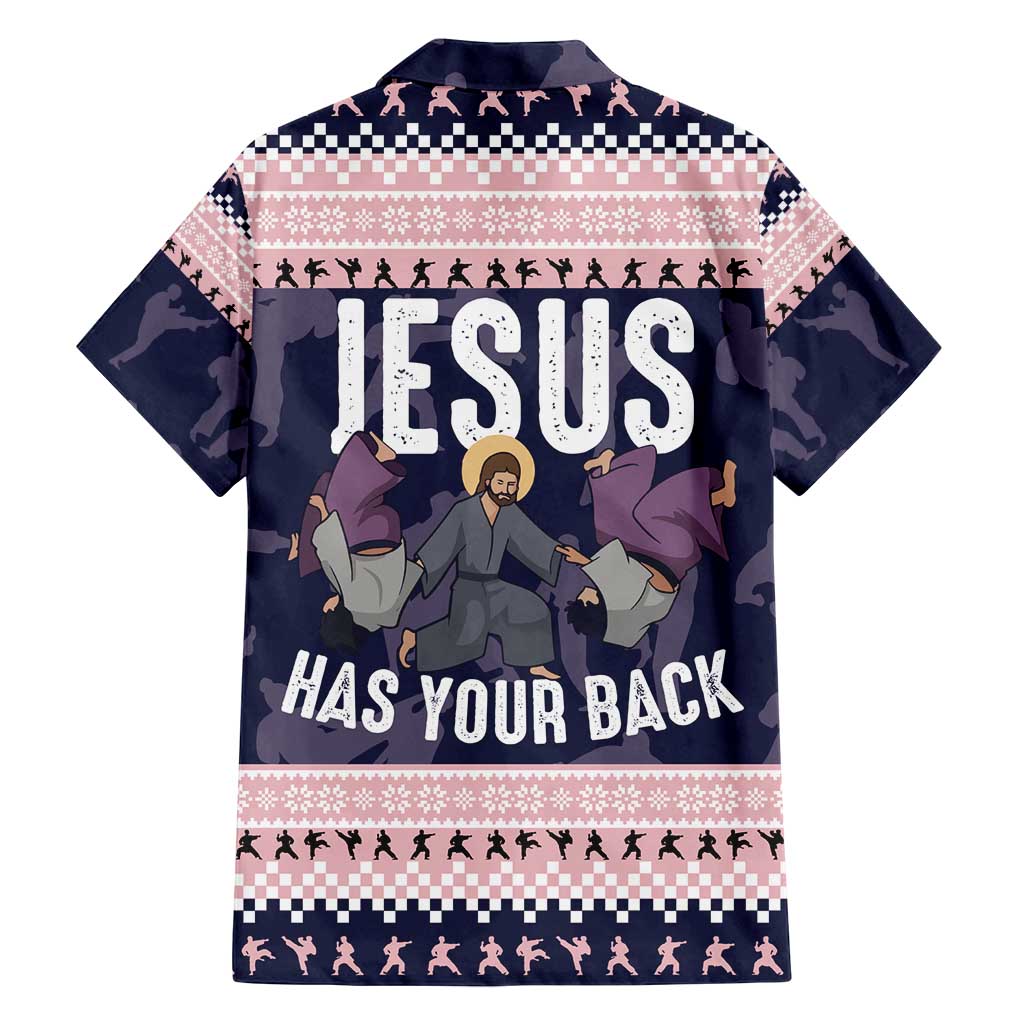 Jesus Has Your Back Jiu Jitsu Christmas Family Matching Off Shoulder Maxi Dress and Hawaiian Shirt Funny Xmas Holiday Patterns - Wonder Print Shop