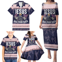 Jesus Has Your Back Jiu Jitsu Christmas Family Matching Puletasi and Hawaiian Shirt Funny Xmas Holiday Patterns - Wonder Print Shop