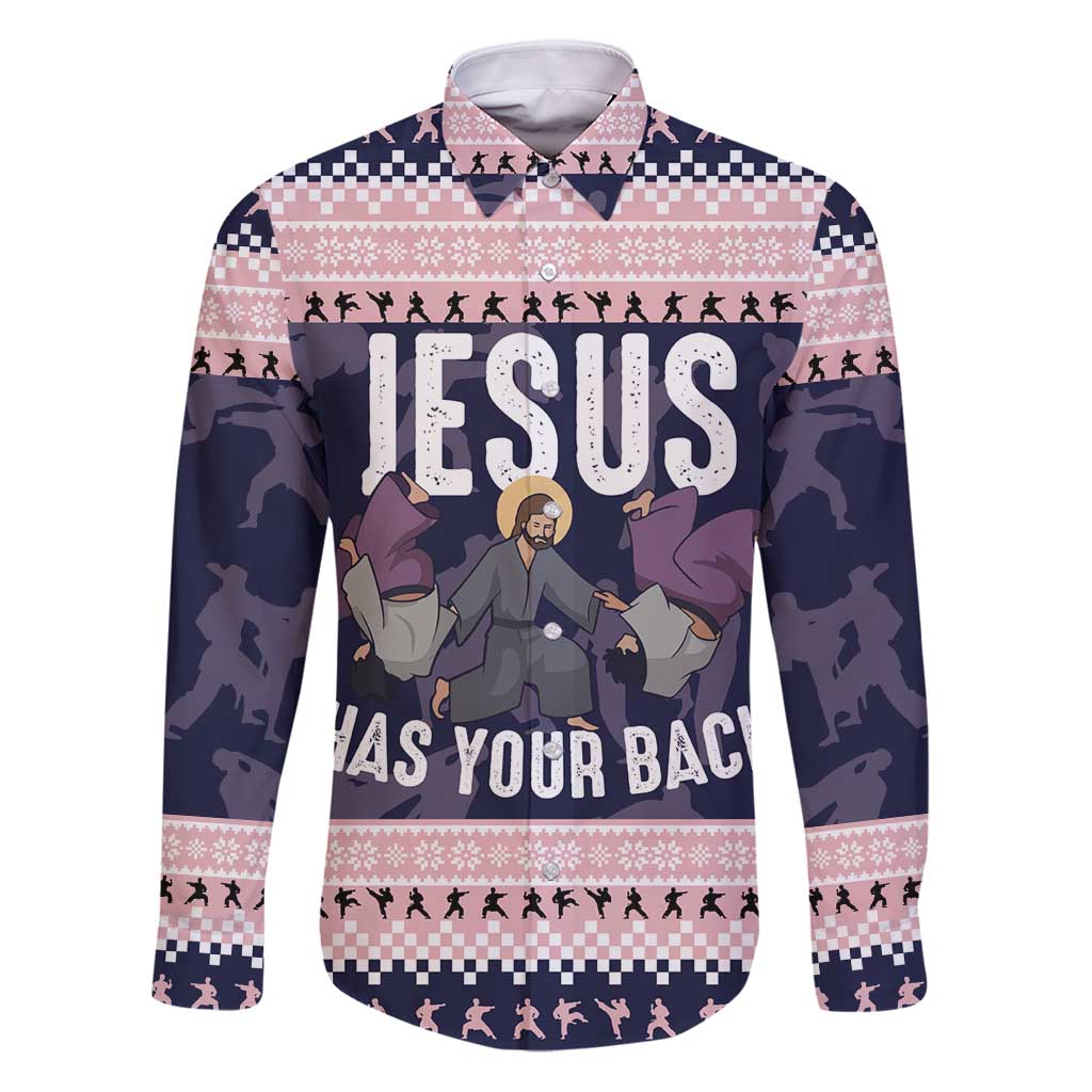Jesus Has Your Back Jiu Jitsu Christmas Family Matching Puletasi and Hawaiian Shirt Funny Xmas Holiday Patterns - Wonder Print Shop