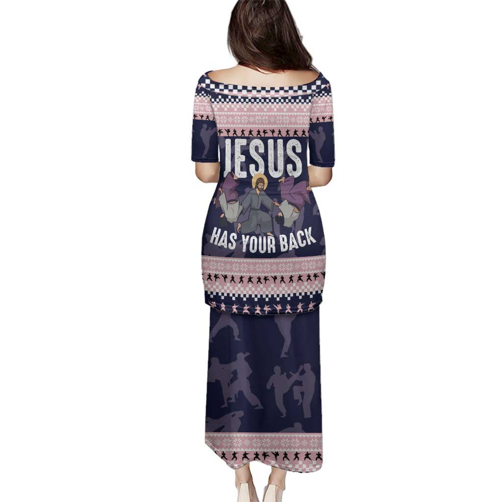 Jesus Has Your Back Jiu Jitsu Christmas Family Matching Puletasi and Hawaiian Shirt Funny Xmas Holiday Patterns - Wonder Print Shop