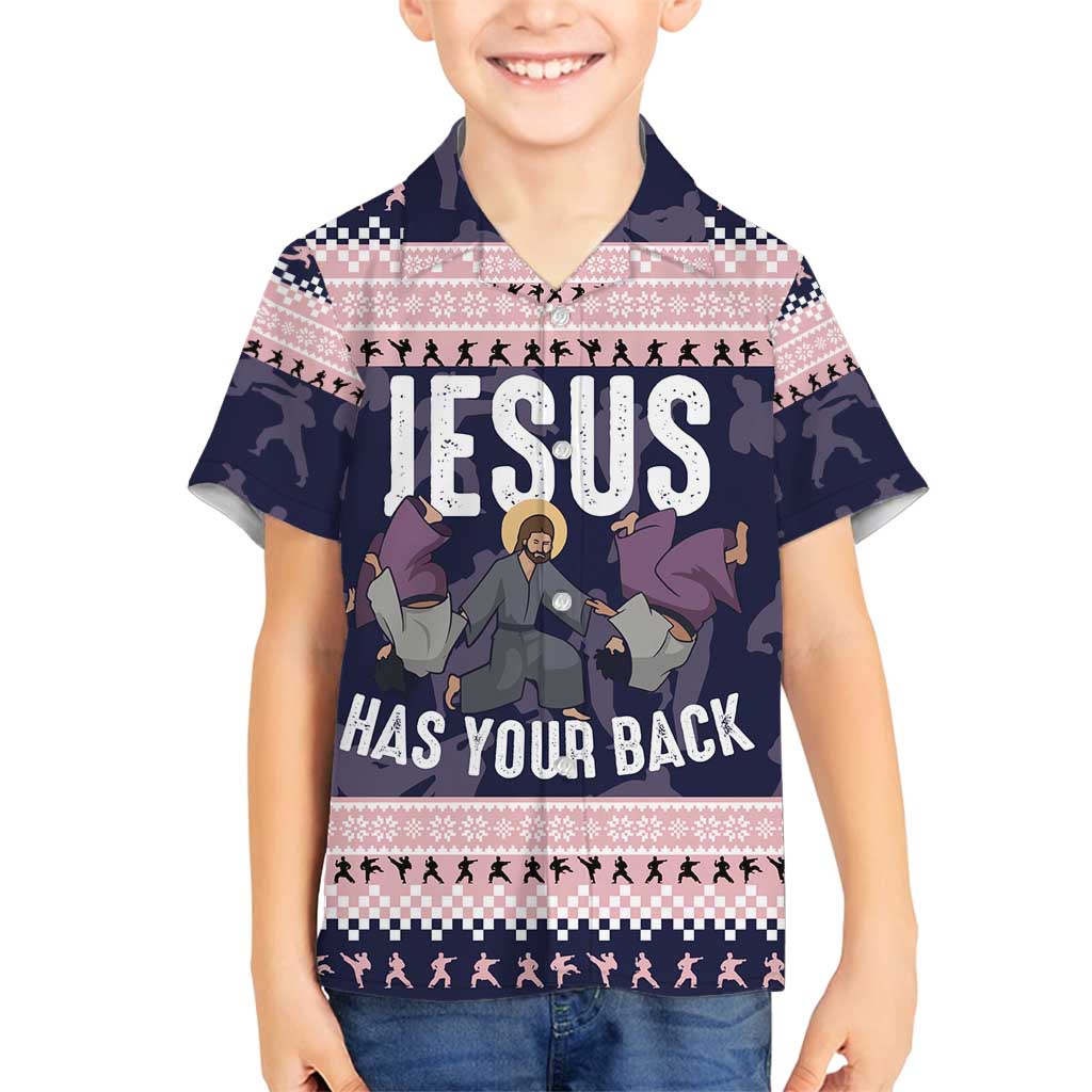 Jesus Has Your Back Jiu Jitsu Christmas Family Matching Puletasi and Hawaiian Shirt Funny Xmas Holiday Patterns - Wonder Print Shop