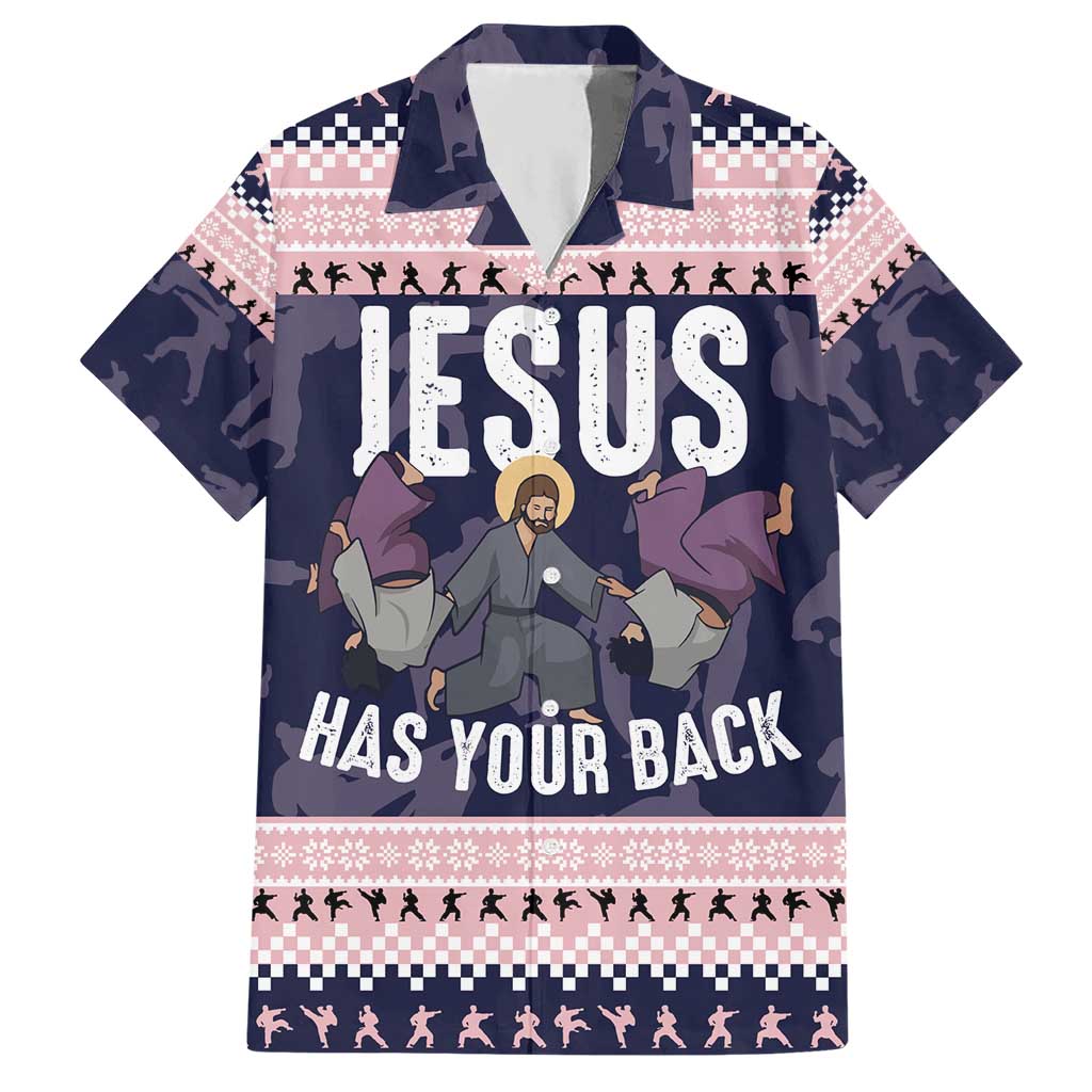 Jesus Has Your Back Jiu Jitsu Christmas Hawaiian Shirt Funny Xmas Holiday Patterns - Wonder Print Shop