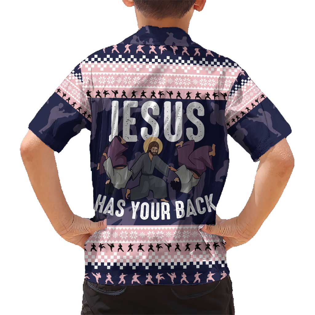 Jesus Has Your Back Jiu Jitsu Christmas Hawaiian Shirt Funny Xmas Holiday Patterns - Wonder Print Shop