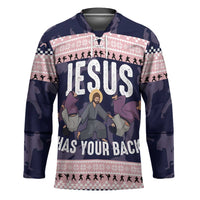 Jesus Has Your Back Jiu Jitsu Christmas Hockey Jersey Funny Xmas Holiday Patterns - Wonder Print Shop