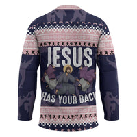Jesus Has Your Back Jiu Jitsu Christmas Hockey Jersey Funny Xmas Holiday Patterns - Wonder Print Shop