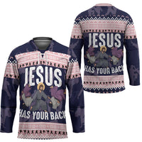 Jesus Has Your Back Jiu Jitsu Christmas Hockey Jersey Funny Xmas Holiday Patterns - Wonder Print Shop