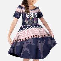 Jesus Has Your Back Jiu Jitsu Christmas Kid Short Sleeve Dress Funny Xmas Holiday Patterns - Wonder Print Shop