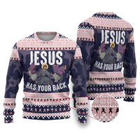 Jesus Has Your Back Jiu Jitsu Christmas Ugly Christmas Sweater Funny Xmas Holiday Patterns - Wonder Print Shop