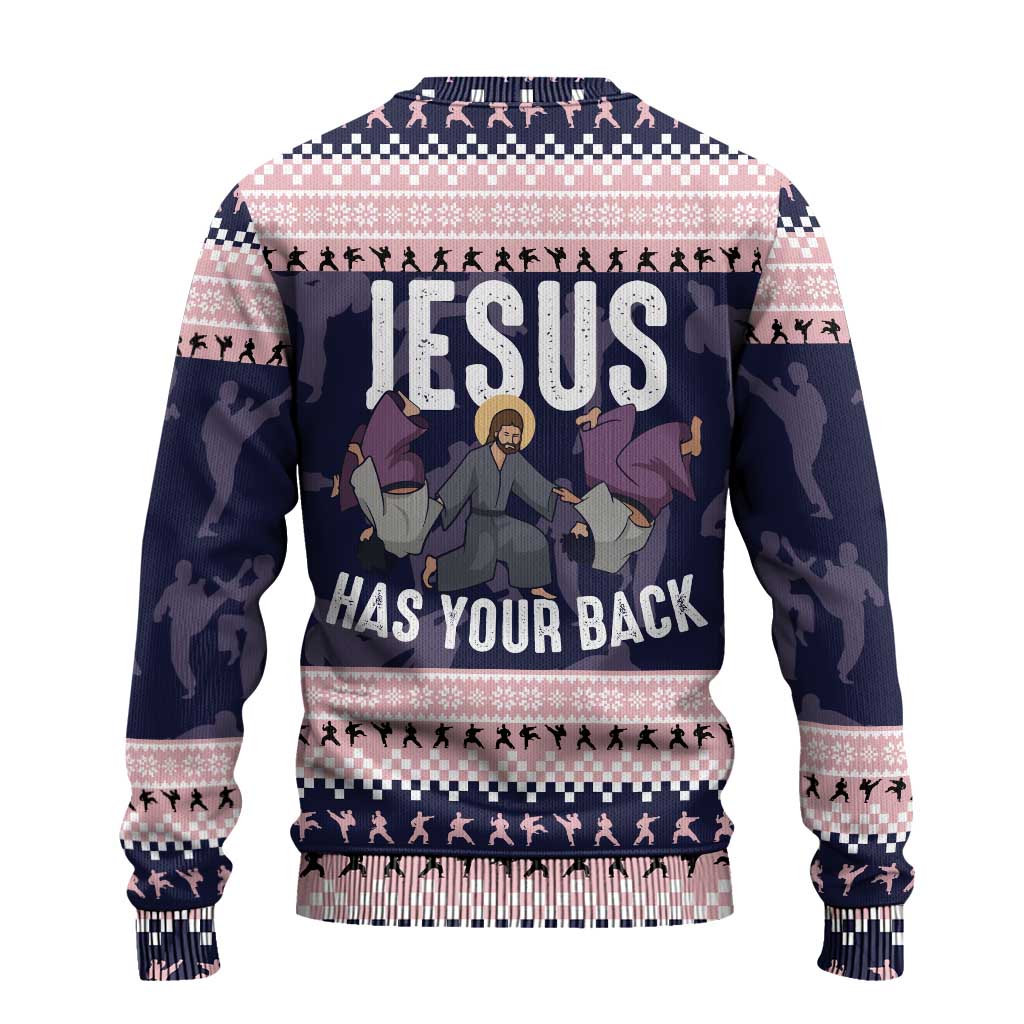 Jesus Has Your Back Jiu Jitsu Christmas Ugly Christmas Sweater Funny Xmas Holiday Patterns - Wonder Print Shop