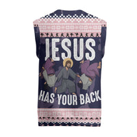 Jesus Has Your Back Jiu Jitsu Christmas Knitted V-Neck Vest Funny Xmas Holiday Patterns - Wonder Print Shop