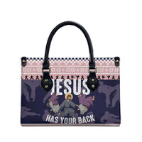 Jesus Has Your Back Jiu Jitsu Christmas Leather Bag Funny Xmas Holiday Patterns - Wonder Print Shop