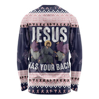 Jesus Has Your Back Jiu Jitsu Christmas Long Sleeve Shirt Funny Xmas Holiday Patterns - Wonder Print Shop