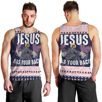 Jesus Has Your Back Jiu Jitsu Christmas Men Tank Top Funny Xmas Holiday Patterns - Wonder Print Shop