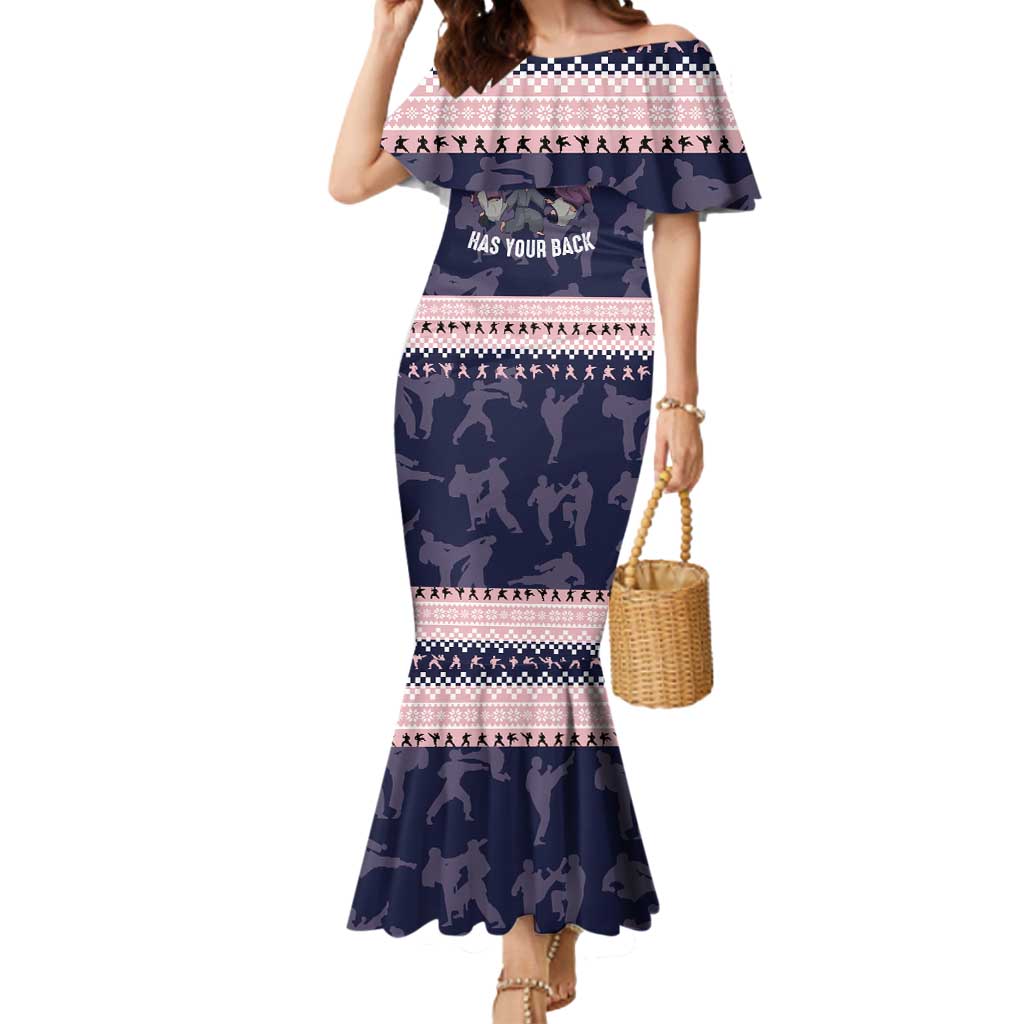 Jesus Has Your Back Jiu Jitsu Christmas Mermaid Dress Funny Xmas Holiday Patterns - Wonder Print Shop