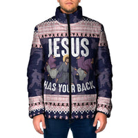 Jesus Has Your Back Jiu Jitsu Christmas Padded Jacket Funny Xmas Holiday Patterns - Wonder Print Shop