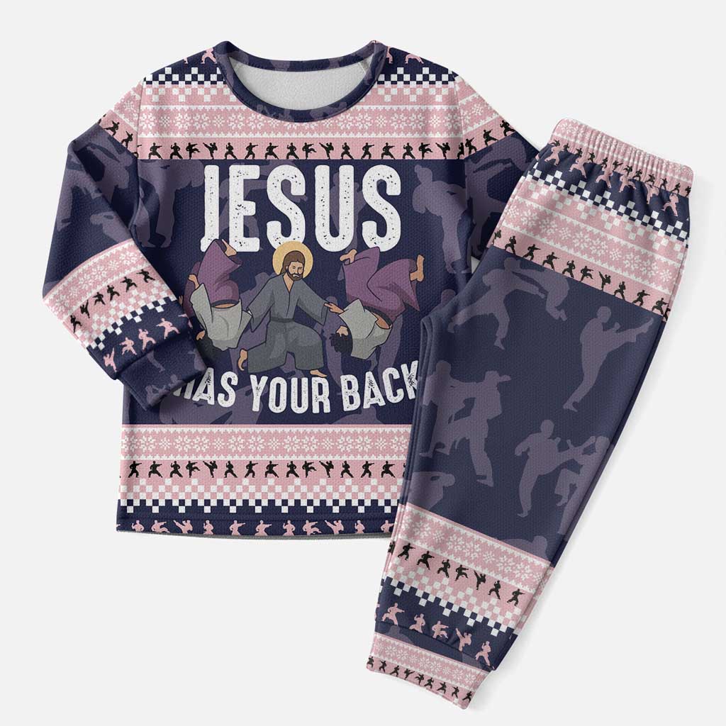 Jesus Has Your Back Jiu Jitsu Christmas Pajama Set Funny Xmas Holiday Patterns - Wonder Print Shop