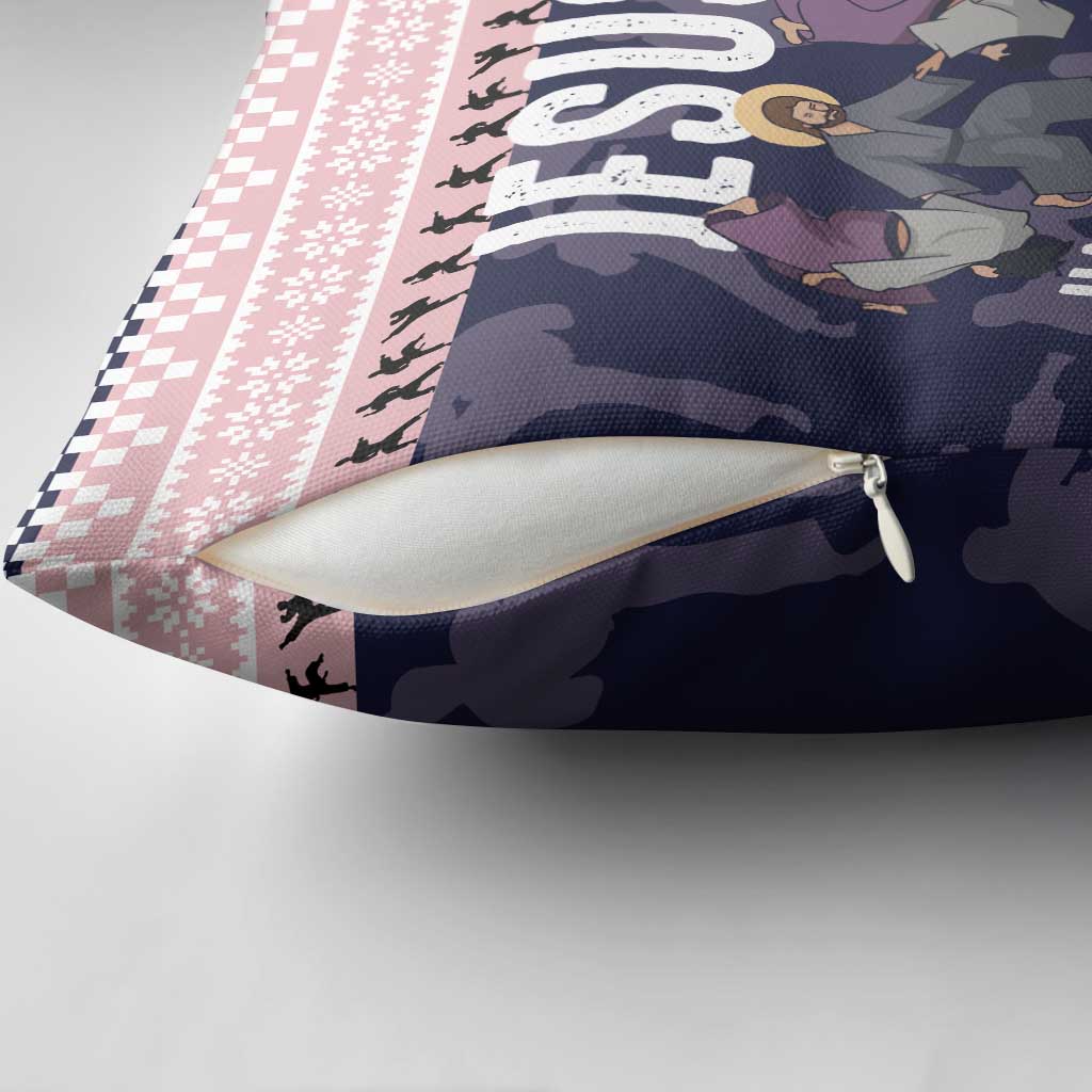 Jesus Has Your Back Jiu Jitsu Christmas Pillow Cover Funny Xmas Holiday Patterns - Wonder Print Shop