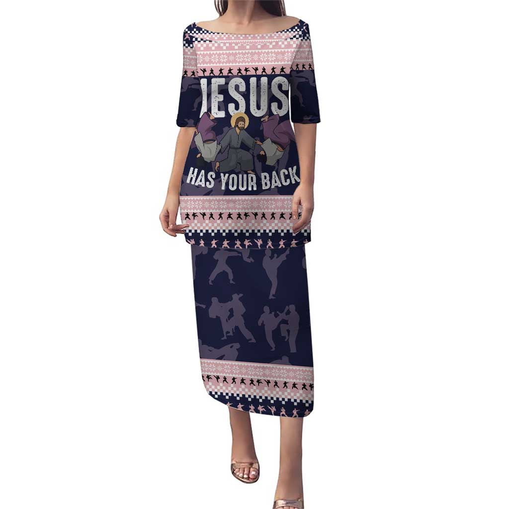 Jesus Has Your Back Jiu Jitsu Christmas Puletasi Funny Xmas Holiday Patterns - Wonder Print Shop