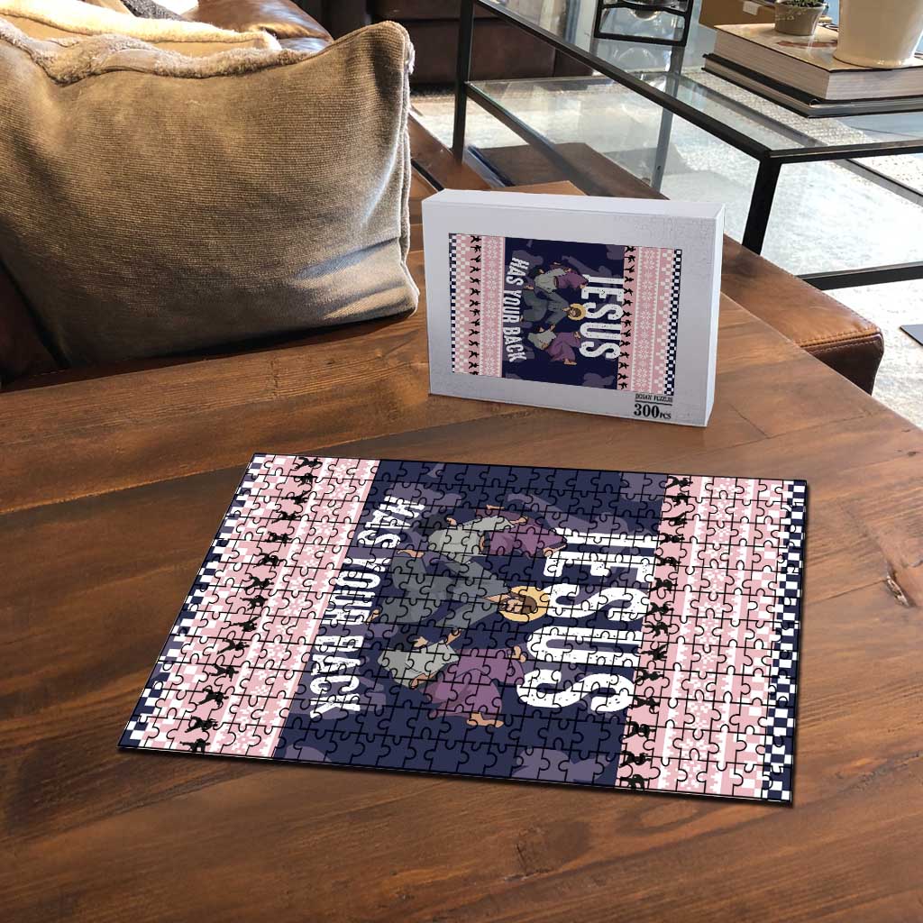 Jesus Has Your Back Jiu Jitsu Christmas Puzzle Funny Xmas Holiday Patterns - Wonder Print Shop