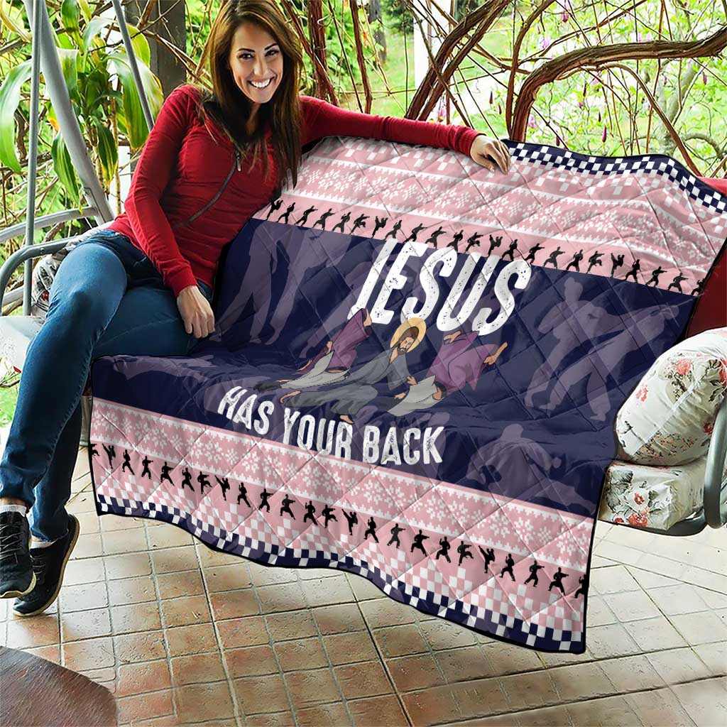 Jesus Has Your Back Jiu Jitsu Christmas Quilt Funny Xmas Holiday Patterns - Wonder Print Shop