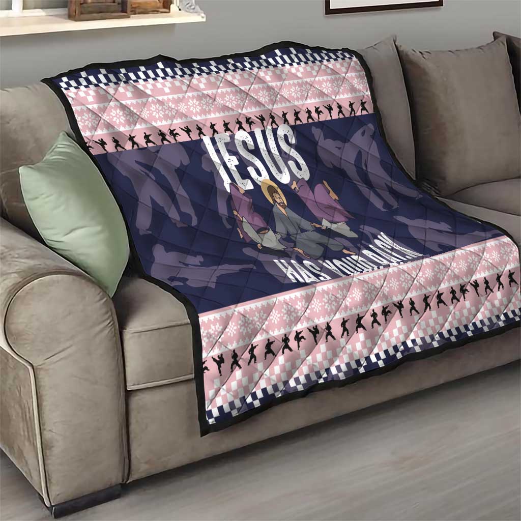 Jesus Has Your Back Jiu Jitsu Christmas Quilt Funny Xmas Holiday Patterns - Wonder Print Shop
